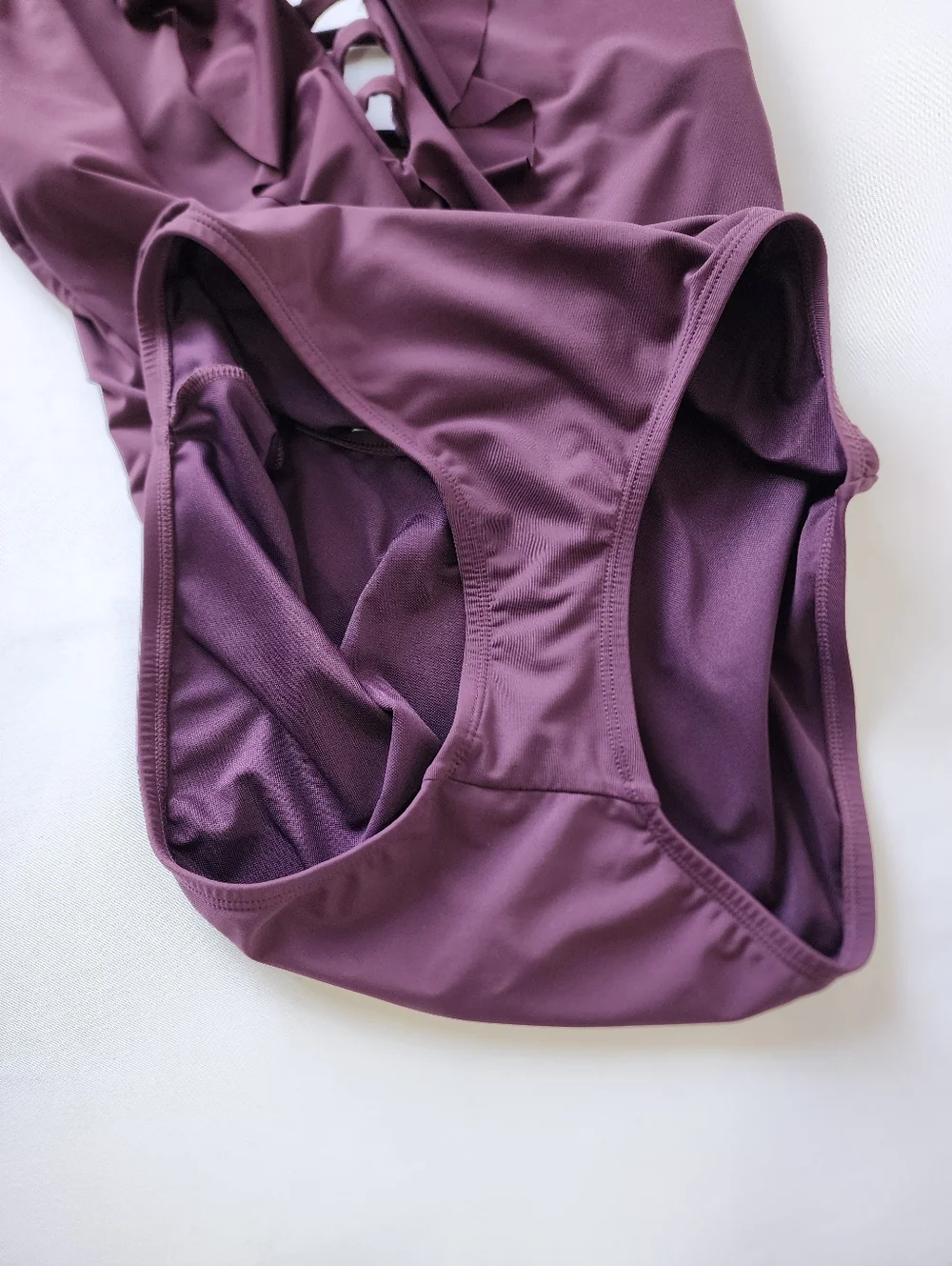 Bleu Rod Beattie Purple Ruffle Halter Swimsuit